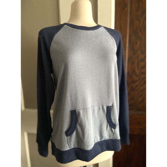 CUDDL DUDS Blue Two-Toned Jersey Knit Sweater w/Pocket sz L - Picture 8 of 10